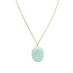 Jill Jacobson Aqua Blue Stone Pendant Chain Necklace Gold Tone 17 to 19 Inches
